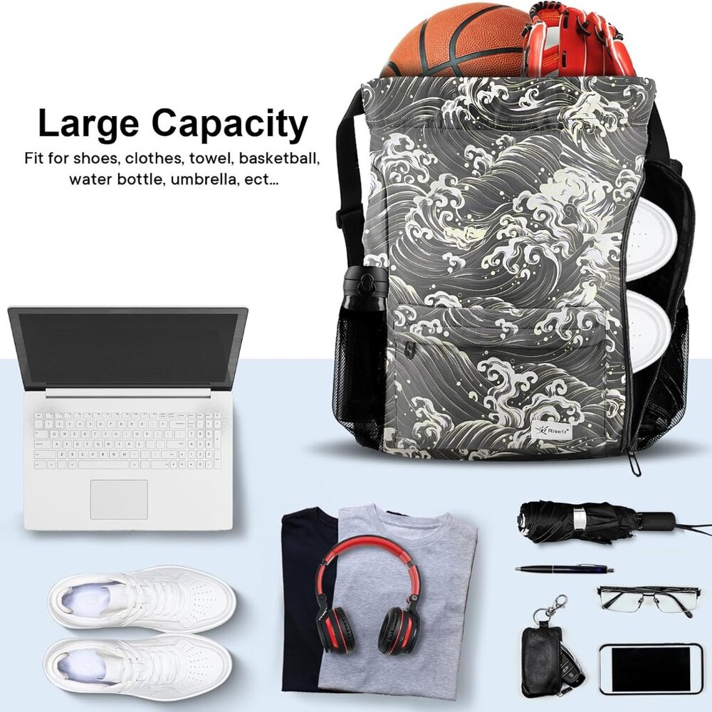 Drawstring Backpack With Mesh Pockets String Gym … - image 2